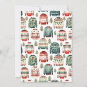 赤い緑の醜いセータークリスマスパーティの招待状 招待状 (裏面)