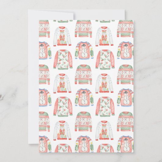 赤い緑の醜いセータークリスマスパーティー 招待状 (裏面)