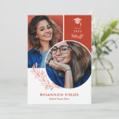 赤い緑の重なり合う写真が卒業 招待状 (スタンド正面)