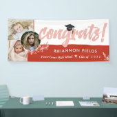 赤い緑の重なる写真おめでとう卒業 横断幕 (トレードショー)