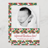 赤い緑の金ゴールド三角形クリスマス写真5x7カード シーズンカード (正面/裏面)