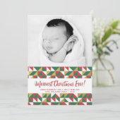 赤い緑の金ゴールド三角形クリスマス写真5x7カード シーズンカード (スタンド正面)