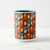 赤い緑の長方形の彫刻と染色 マグカップ (中央)