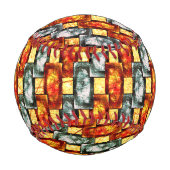 赤い緑の長方形の彫刻と染色 野球ボール (正面)