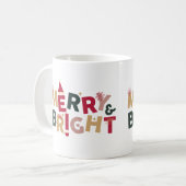 赤い緑の陽気で光沢のあるクリスマスコーヒーマグカップ コーヒーマグカップ (正面左)