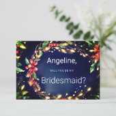 赤い緑の青いクリスマス・フローラの花嫁 招待状 (スタンド正面)