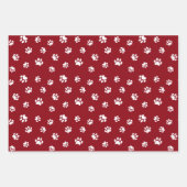 赤い緑の青に白い前足の印刷パターン ラッピングペーパーシート (正面)