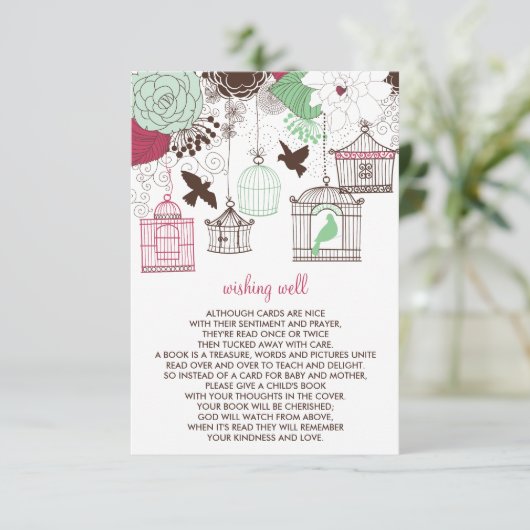 赤い緑の鳥のフローラウィッシングウェルカード エンクロージャーカード (スタンド正面)