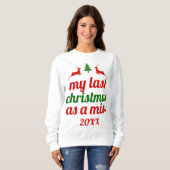 赤い緑の鹿として恋しく思の最後のクリスマス スウェットシャツ (正面フル)