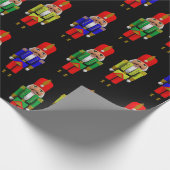 赤い緑の黄色のくるみ割りタイルパターン ラッピングペーパー (角)