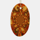 赤い緑の黄色のカッコいいレトロヴィンテージ花デザイン セラミックオーナメント (右)