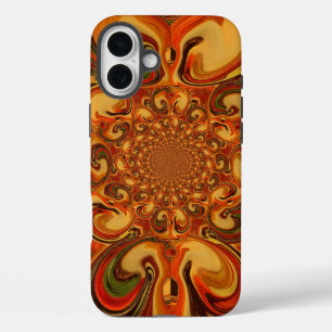 赤い緑の黄色のカッコいいレトロヴィンテージ花デザイン iPhone 16 PLUSケース
