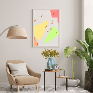 赤い緑の黄色の水色抽象芸術アート ポスター