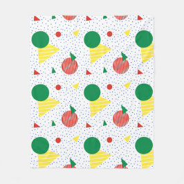 赤い緑の黄色の青い丸の三角形のドットパターン フリースブランケット