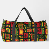 赤い緑の黄色の黒い抽象芸術幾何学的 ダッフルバッグ (正面)