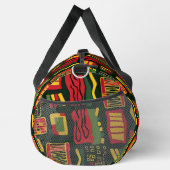 赤い緑の黄色の黒い抽象芸術幾何学的 ダッフルバッグ (右)