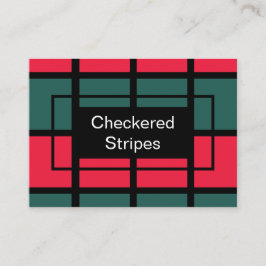 赤い緑の黒い市松模様にストライプ 名刺