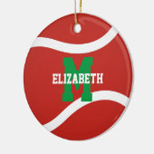 赤い緑または任意の色の女の子の男の子テニス セラミックオーナメント (左)