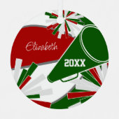 赤い緑またはANY COLORSバスケットボールチアリーダー メタルオーナメント (正面)