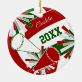 赤い緑またはANY COLORSバレーボールのチアリーダー セラミックオーナメント (裏面)