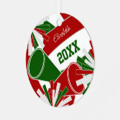 赤い緑またはANY COLORSバレーボールのチアリーダー メタルオーナメント (正面左)