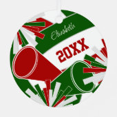 赤い緑またはANY COLORSバレーボールのチアリーダー メタルオーナメント (裏面)