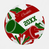 赤い緑またはANY COLORSバレーボールのチアリーダー メタルオーナメント (正面)