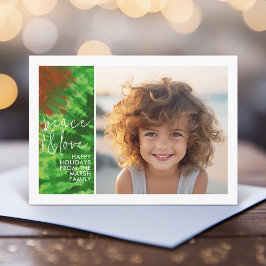 赤い緑を絞る – 1枚の写真 – Merry Christmas シーズンカード