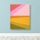 赤い緑モダンの色ブロック幾何学模様 キャンバスプリント (インサイチュ (ウッドフロア))