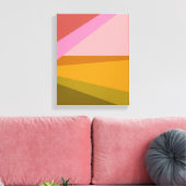 赤い緑モダンの色ブロック幾何学模様 キャンバスプリント (インサイチュ (リビング))