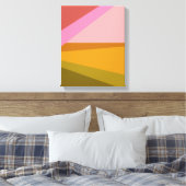 赤い緑モダンの色ブロック幾何学模様 キャンバスプリント (インサイチュ (寝室))