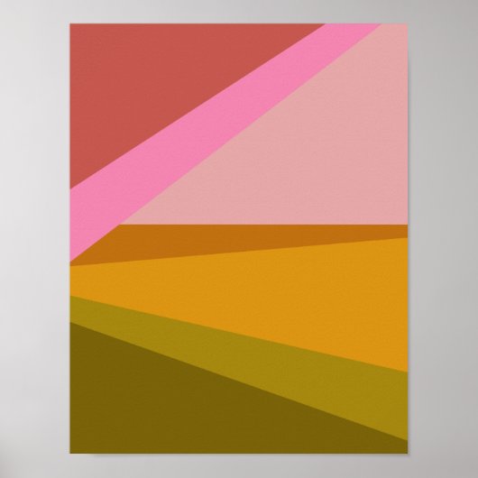 赤い緑モダンの色ブロック幾何学模様 ポスター (正面)