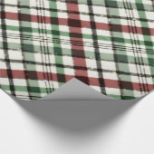 赤い緑及び輝きの粋なクリスマスの格子縞 ラッピングペーパー (角)