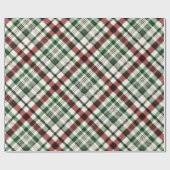 赤い緑及び輝きの粋なクリスマスの格子縞 ラッピングペーパー (フラット)