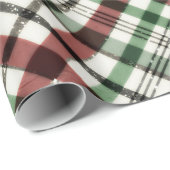 赤い緑及び輝きの粋なクリスマスの格子縞 ラッピングペーパー (ロールコーナー)