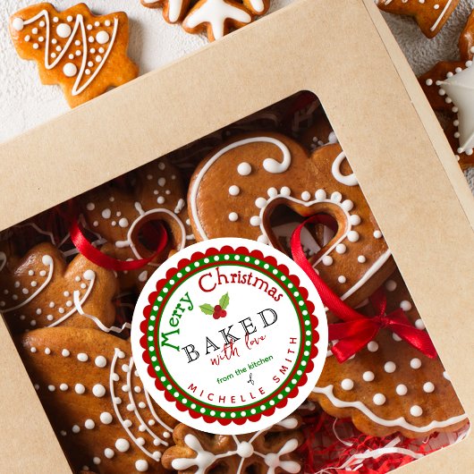 赤い緑焼いたと愛はクリスマス ラウンドシール