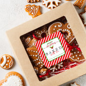 赤い緑焼いたと愛クリスマス スクエアシール