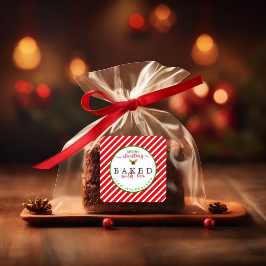 赤い緑焼いたと愛クリスマス スクエアシール