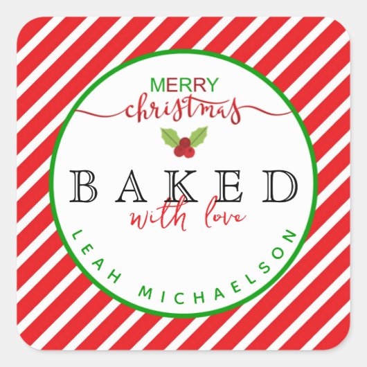 赤い緑焼いたと愛クリスマス スクエアシール (正面)