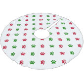 赤い緑犬の足のクリスマスツリーのスカート ブラッシュドポリエステルツリースカート (アングル)