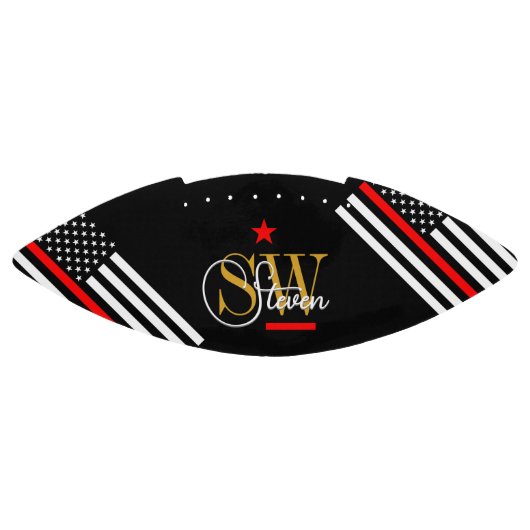 赤い線とモノグラムの名前/署モダン名 アメリカンフットボール (パネル)