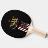 赤い線とモノグラムの名前/署モダン名 卓球ラケット (横)