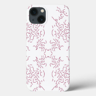 赤い線の多い白い背景 iPhone 13ケース