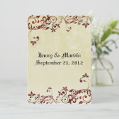 赤い線条細工の結婚式招待状 招待状 (スタンド正面)