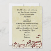 赤い線条細工の結婚式招待状 招待状 (裏面)