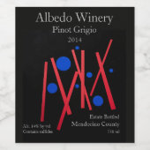 赤い線、青い点 ワインラベル (シングルラベル)