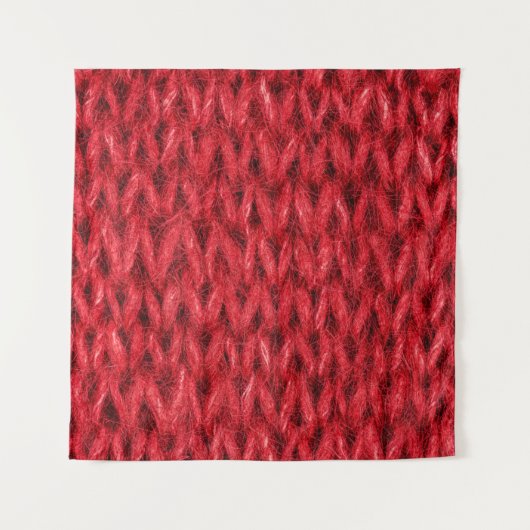 赤い編み物の羊毛テクスチャの背景 タペストリー (正面)