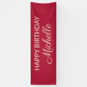 赤い編集可能カラーハッピーバースデー名バナー 横断幕 (縦)