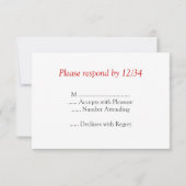 赤い編集可能RSVPカードの白い水玉模様 出欠カード (裏面)