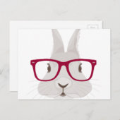 赤い縁ガラスが付いているおもしろいなヒップスターのイースターのウサギ シーズンポストカード (正面/裏面)